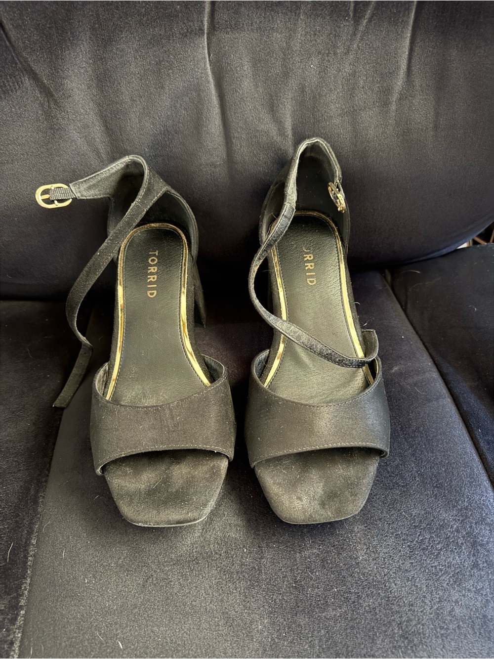 torrid Black Suede Ankle Strap Block Heels